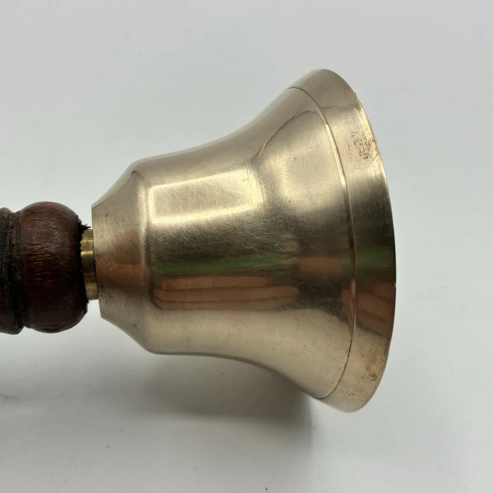 Vintage Brass Bell Wood Handle School Bell